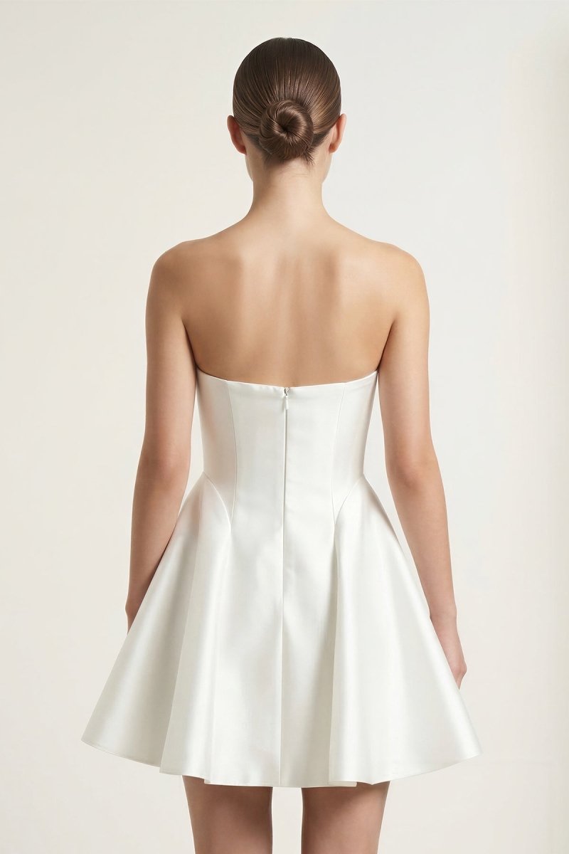 Ivory Taffeta A - Line Strapless Graduation Dress - KissProm