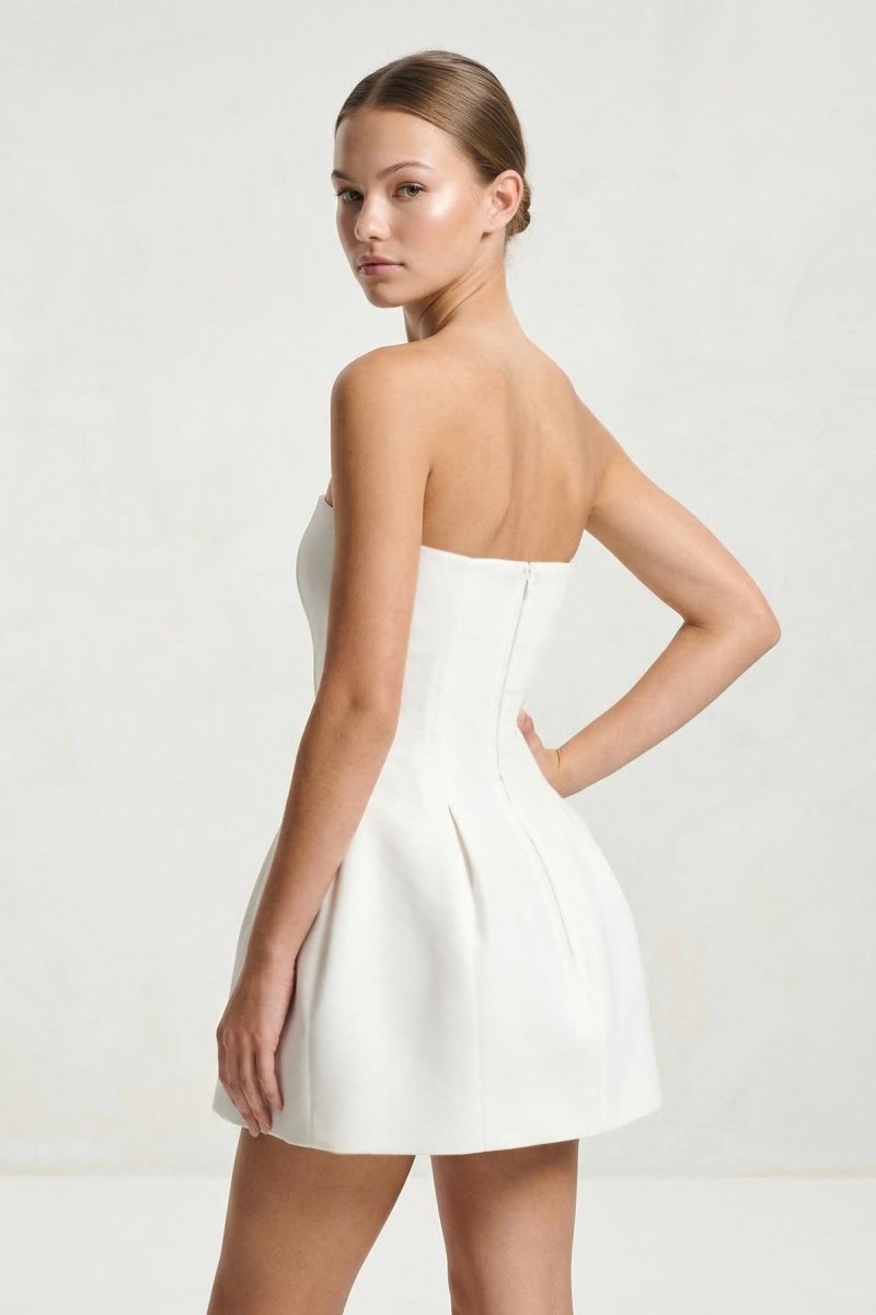 Strapless A - Line Graduation Dress With Button - KissProm