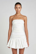 Strapless Ruched A - Line Graduation Dress With Ruffled - KissProm